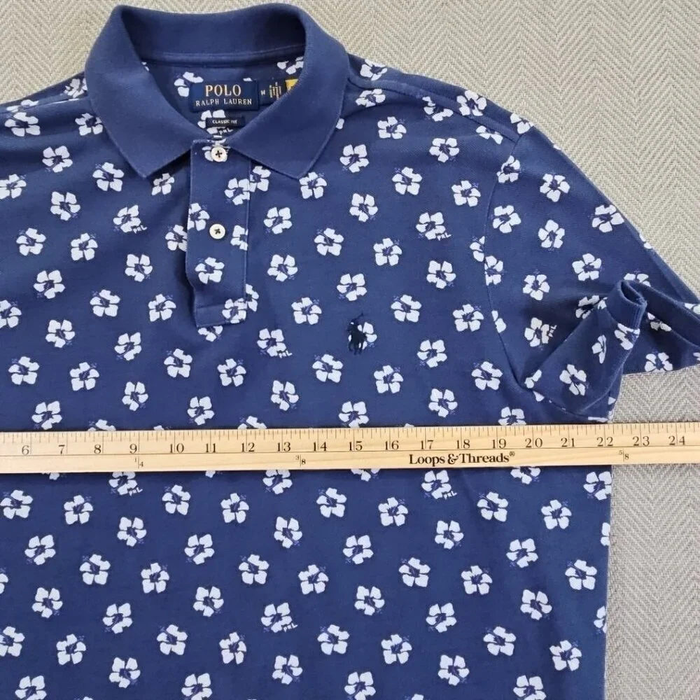 Polo‎ Ralph Lauren Classic Fit PRL Polo Shirt Men's Medium Blue Floral EUC LN